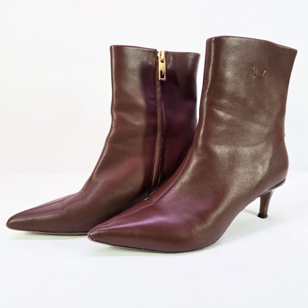 Franco Sarto Anna Women’s Booties Size 8 Leather Pointed Toe Kitten Heel